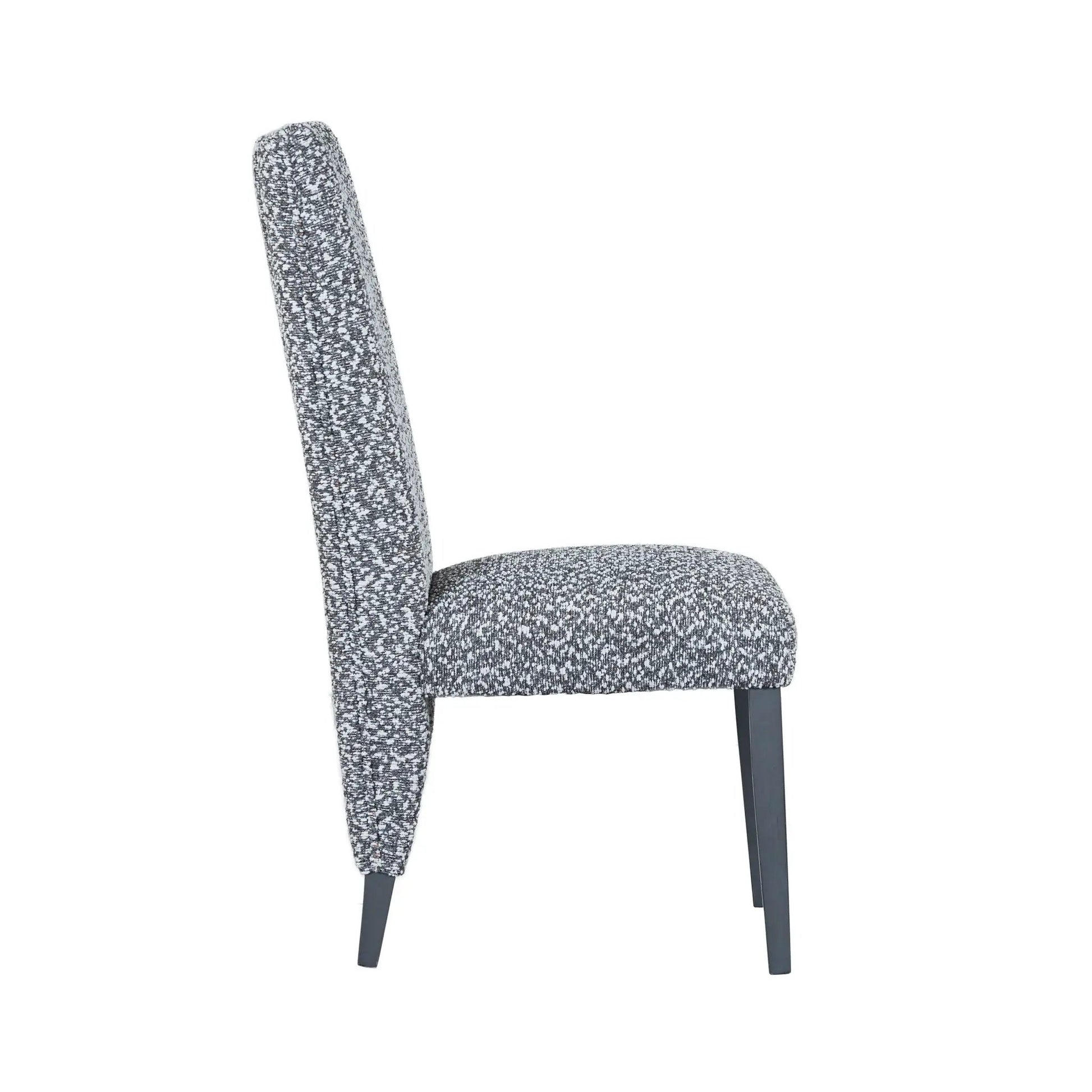Stacey contemporary dining chair set of 2 in speckled gray upholstery with black legs on Tampa Home & Garden Store