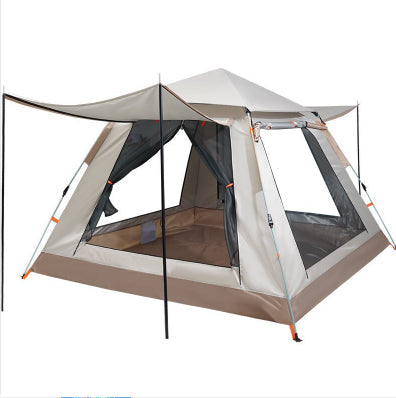 Fully automatic multi-person beach camping tent, beige fabric, gray panels, rainproof My Store on Tampa Home & Garden Store