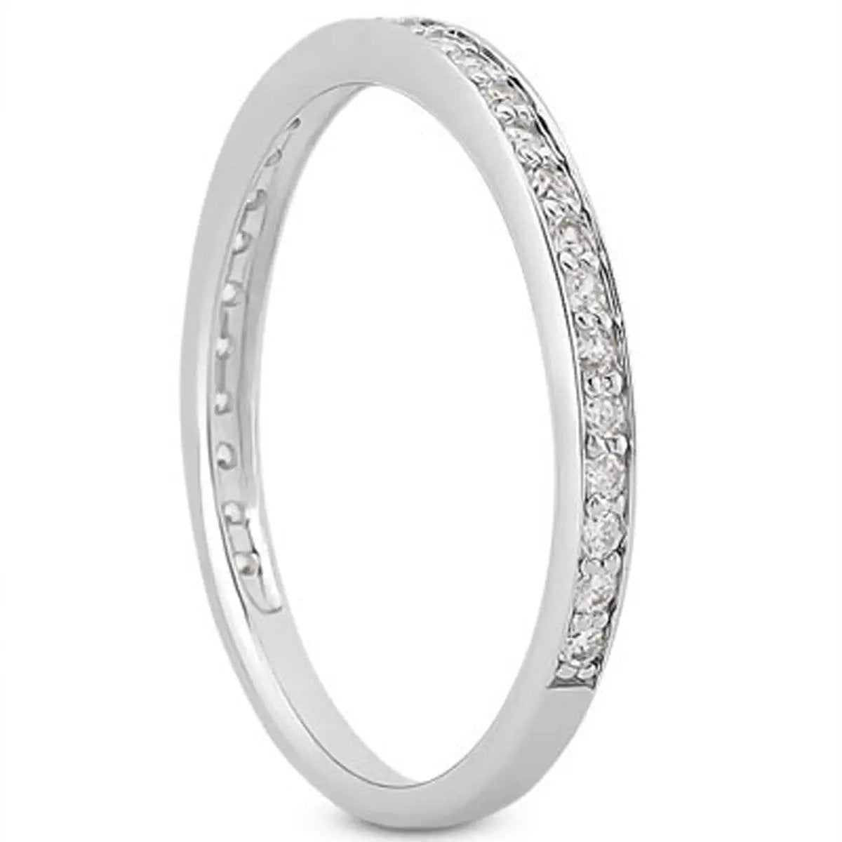 14k white gold micro-pave diamond wedding ring band, 3/4 around, by Bids.com on Tampa Home & Garden Store