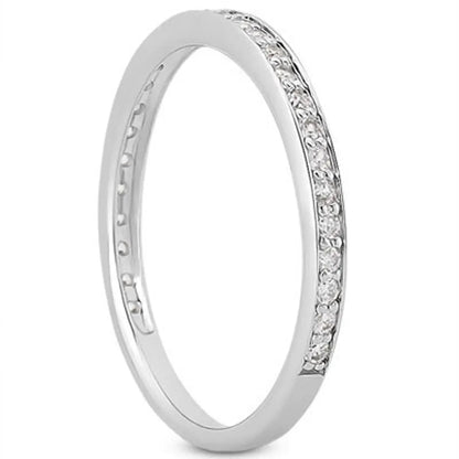 14k white gold micro-pave diamond wedding ring band, 3/4 around, by Bids.com on Tampa Home & Garden Store
