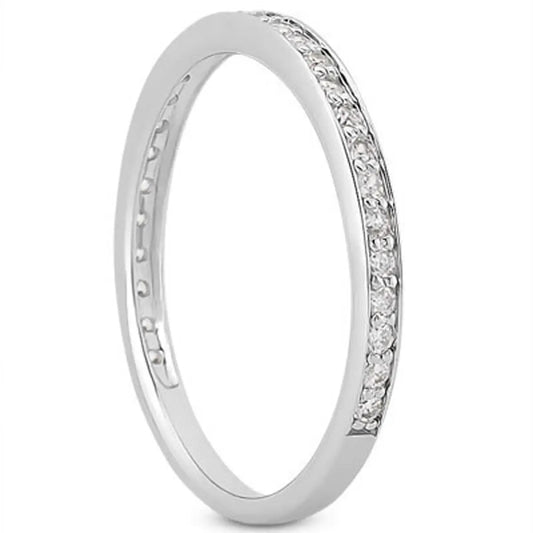14k white gold micro-pave diamond wedding ring band, 3/4 around, by Bids.com on Tampa Home & Garden Store