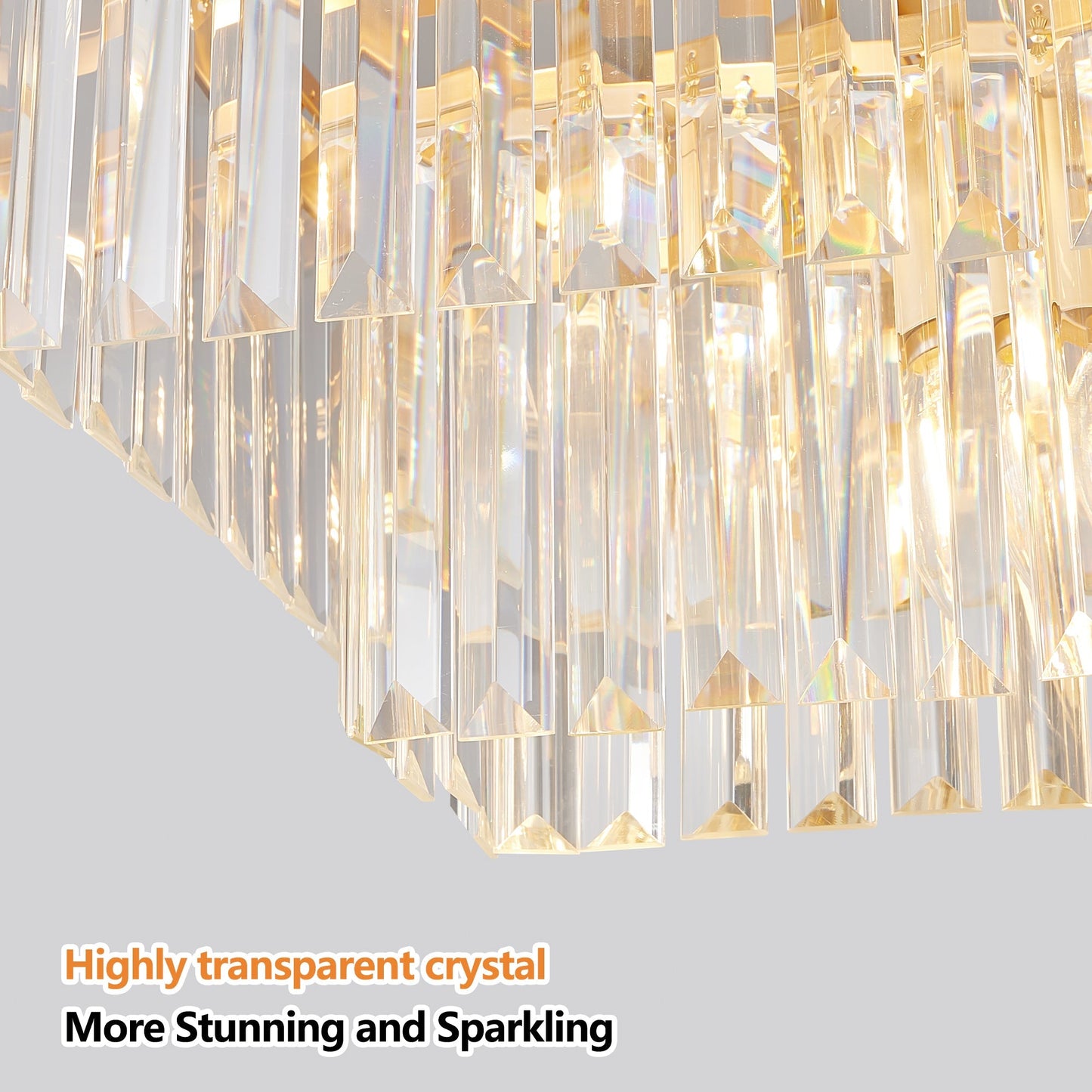 Rectangular crystal chandelier with gold iron frame and hanging prism drops by HouseOfZazla on Tampa Home & Garden Store