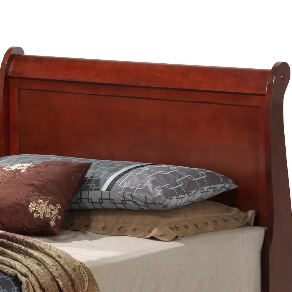 Upholstered Sleigh Bed dark cherry wood headboard storage by Unique Piece Furniture on Tampa Home & Garden Store