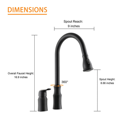 The Modern Matte Black Kitchen Sink Faucet