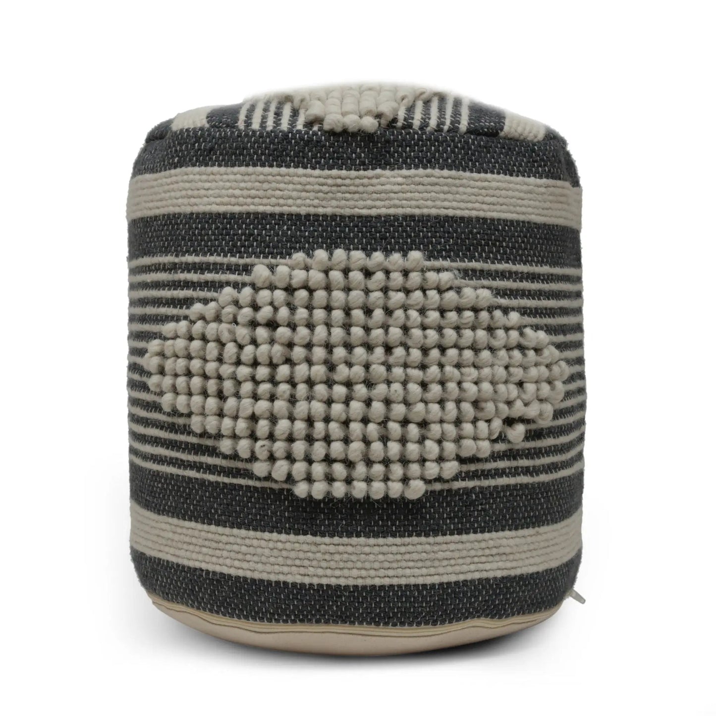 Diamond Handcrafted Cylindrical Wool Pouf