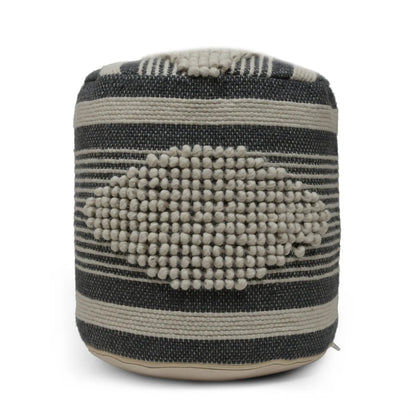 Diamond Handcrafted Cylindrical Wool Pouf
