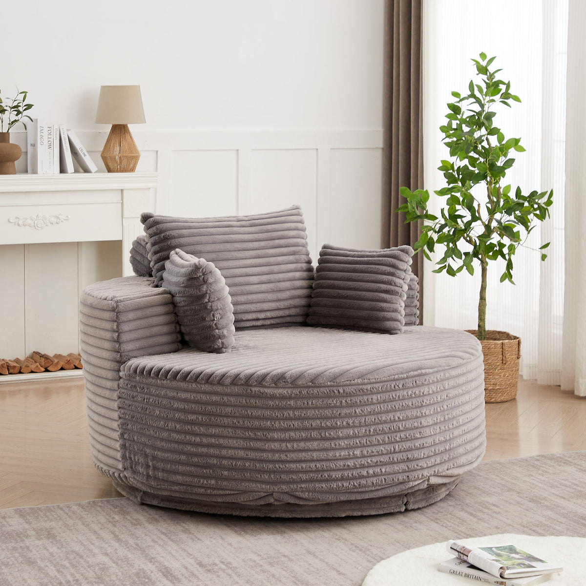 Modern Single Sofa and Swivel Sleeper Chair