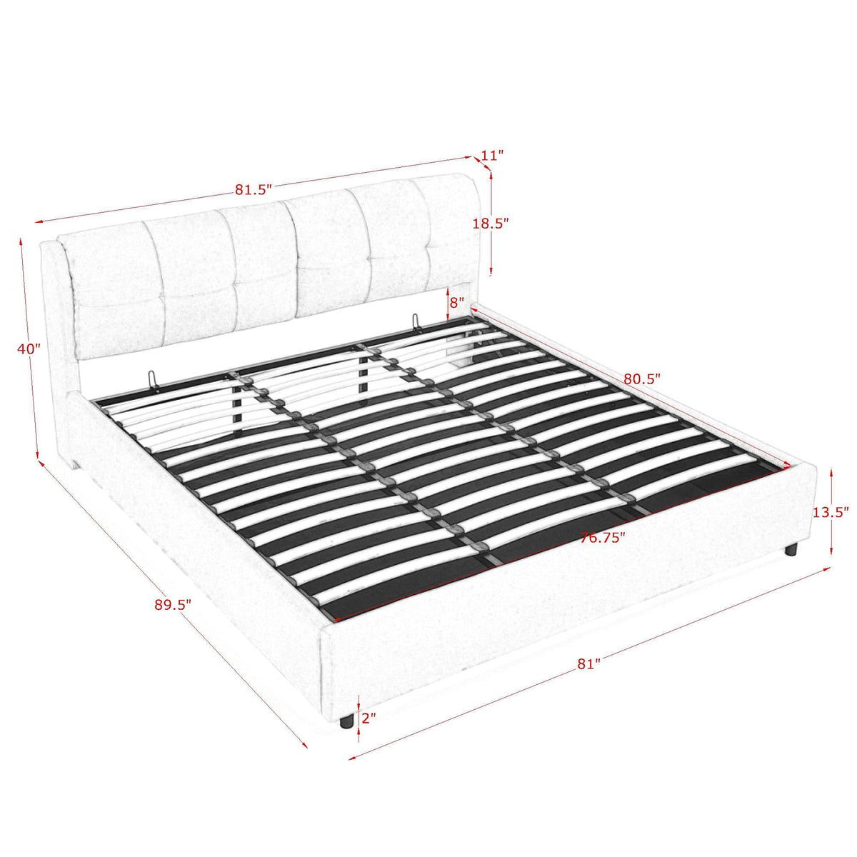Storage Upholstered Hydraulic Platform Bed With Integrated Headboard by HouseOfZazla on Tampa Home & Garden Store