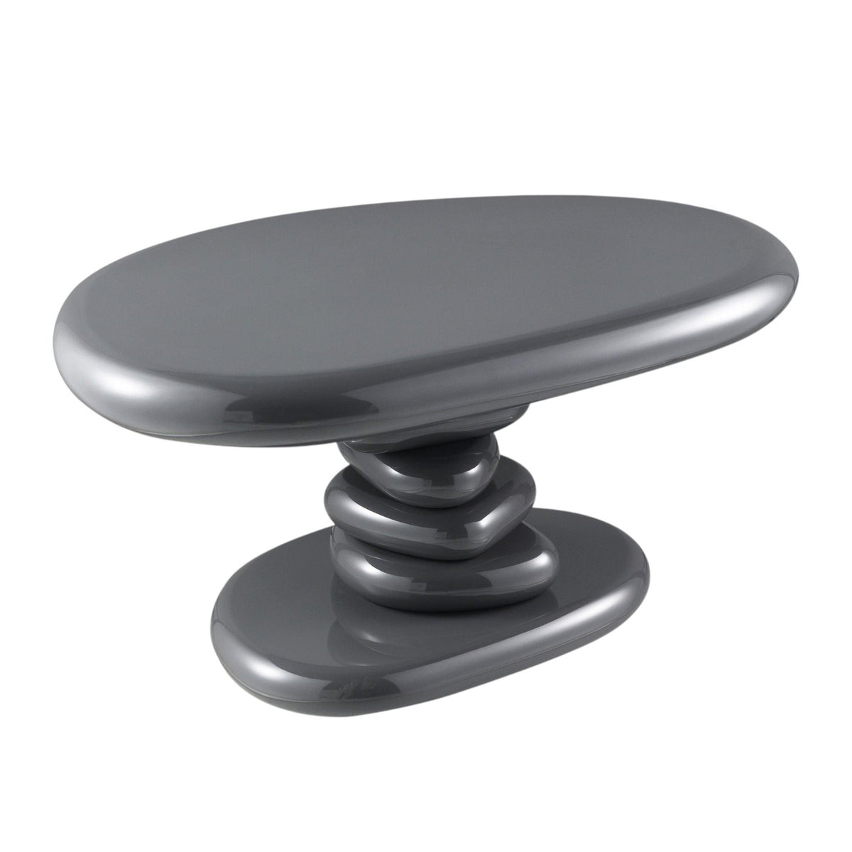 Charlene dark gray end table with a high-gloss oval top and sculptural pedestal base on Tampa Home & Garden Store