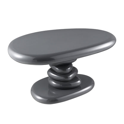 Charlene dark gray end table with a high-gloss oval top and sculptural pedestal base on Tampa Home & Garden Store