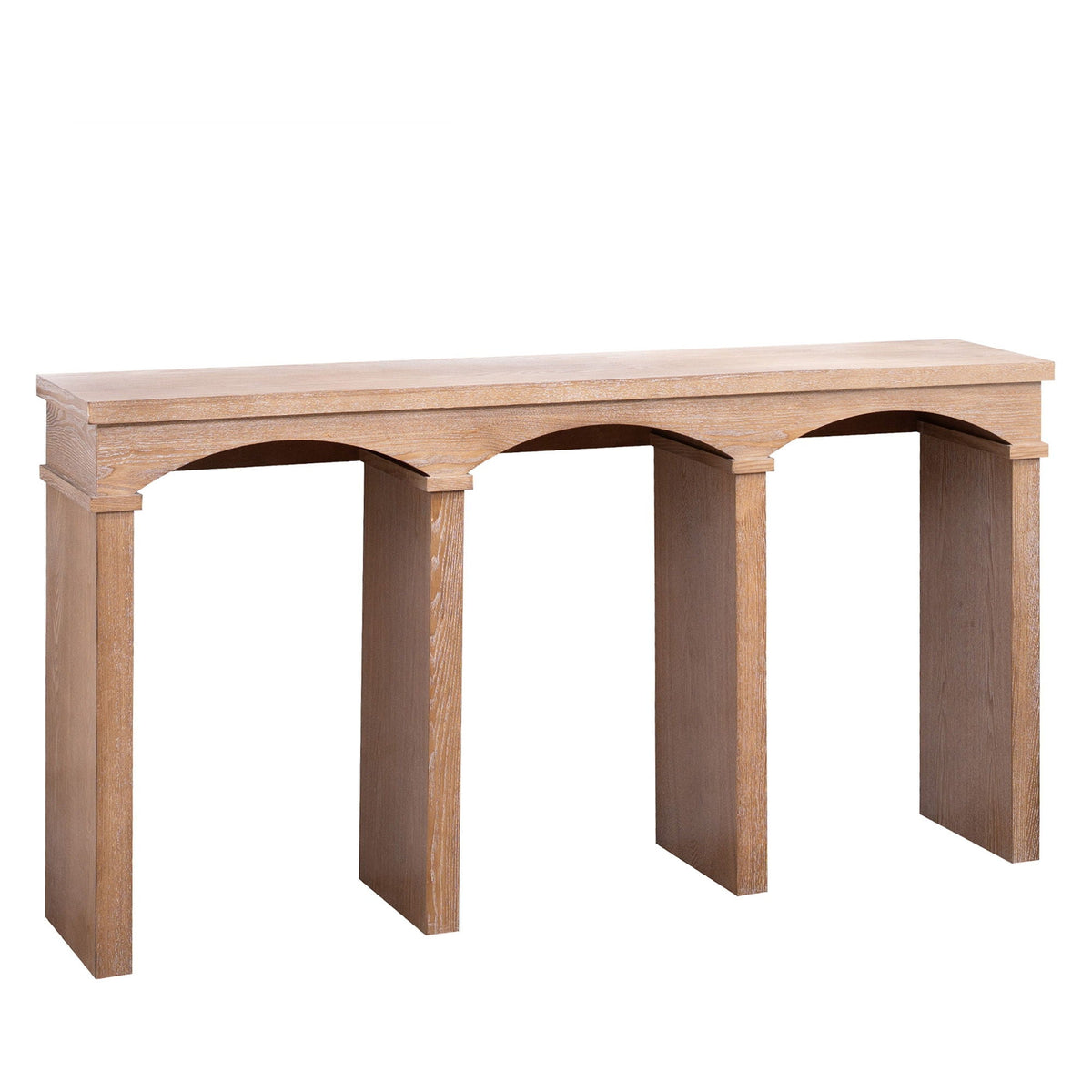 Archway console table antique natural wood finish with arched apron design HouseOfZazla on Tampa Home & Garden Store