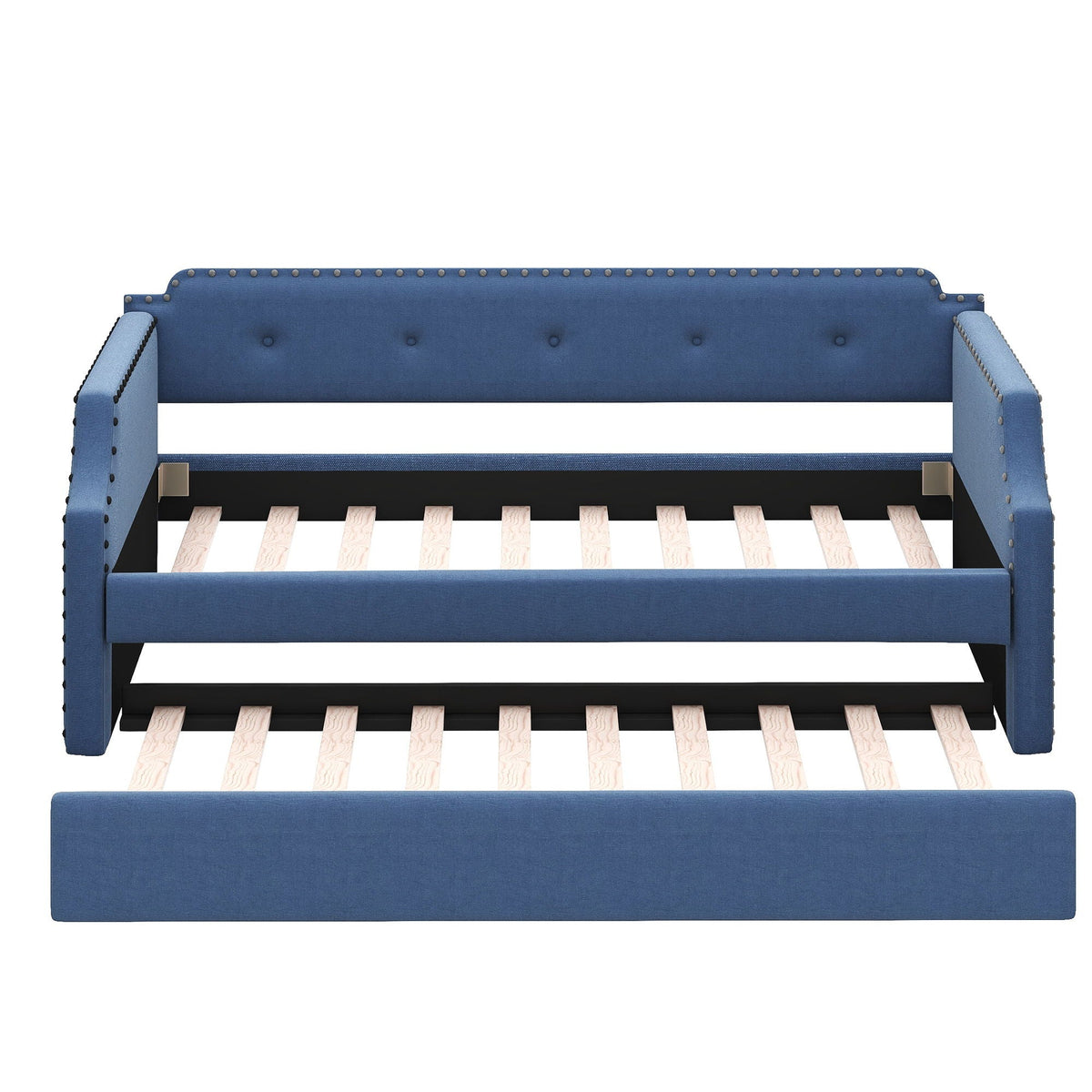 Upholstered Daybed With Trundle blue nailhead trim HouseOfZazla on Tampa Home & Garden Store