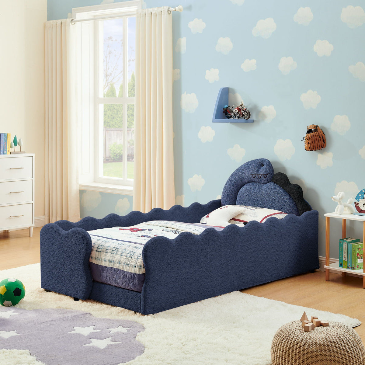 Toddler Dinosaur Bed and Safety Guardrail
