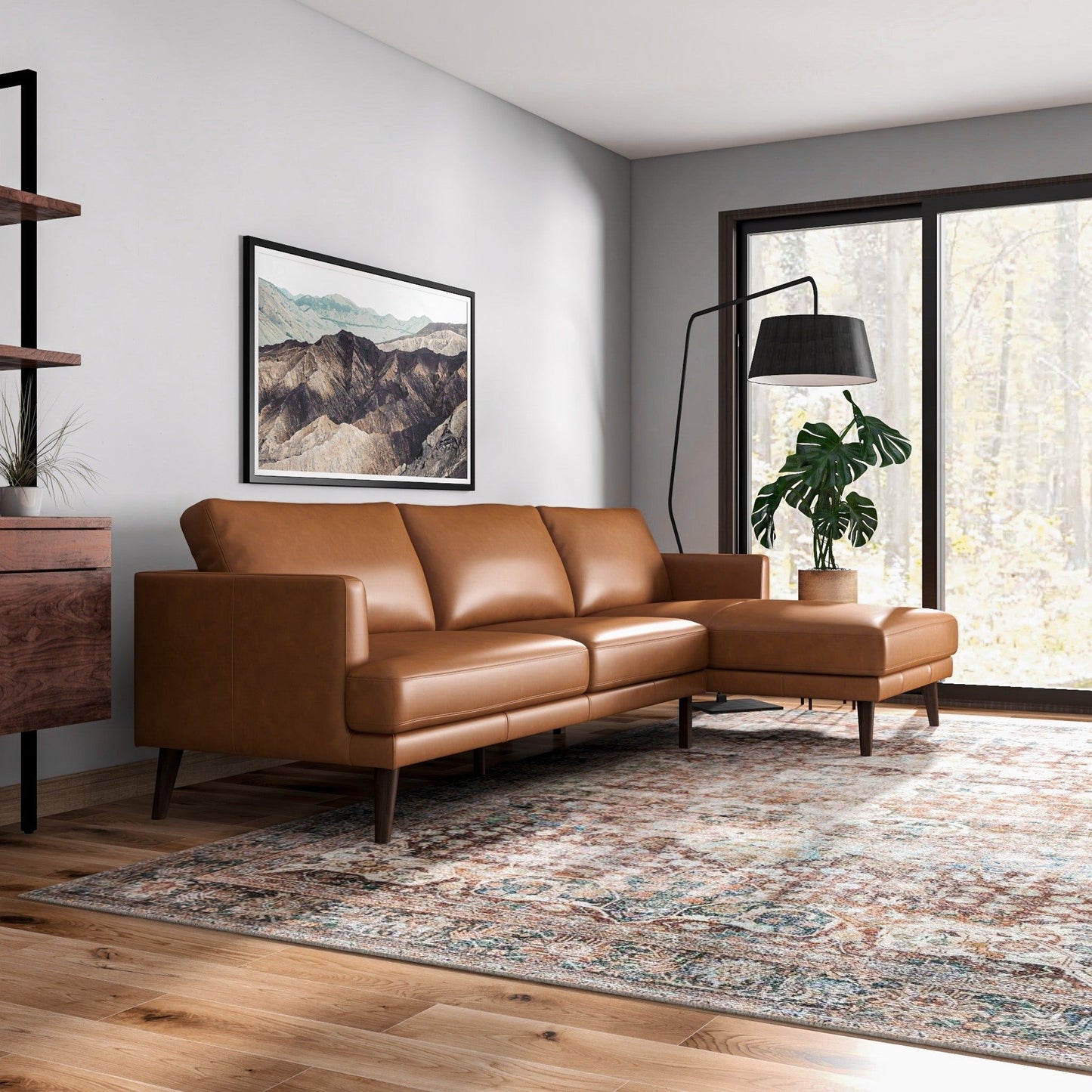 Lore High Quality L-Shaped Sectional Sofa in caramel brown leather by HouseOfZazla on Tampa Home & Garden Store