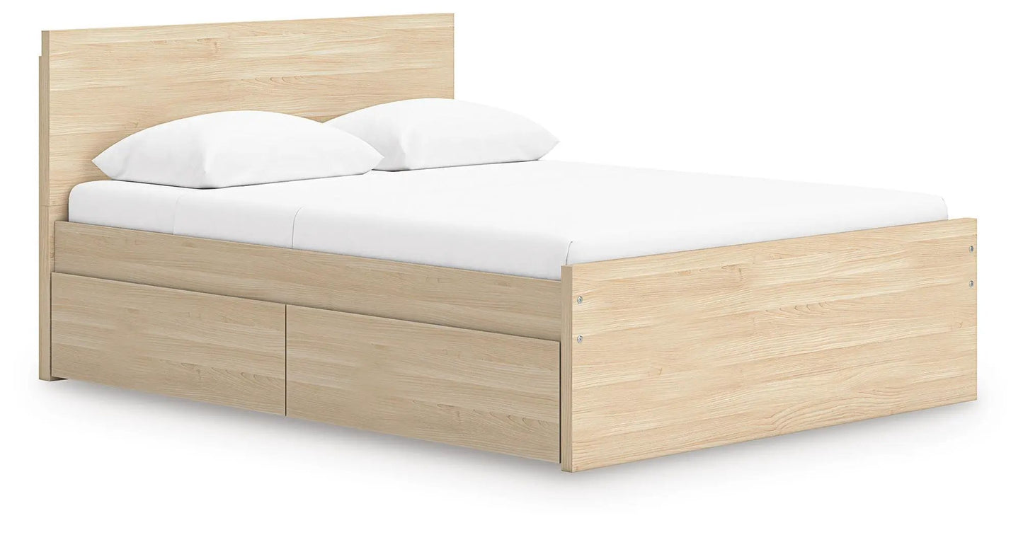 Onita panel platform bed in light oak and under-bed storage by Unique Piece Furniture on Tampa Home & Garden Store