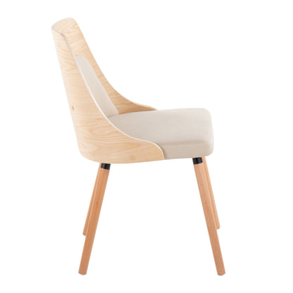 Mid Century Modern chair set of 2 with padded beige seat and light wood frame on Tampa Home & Garden Store