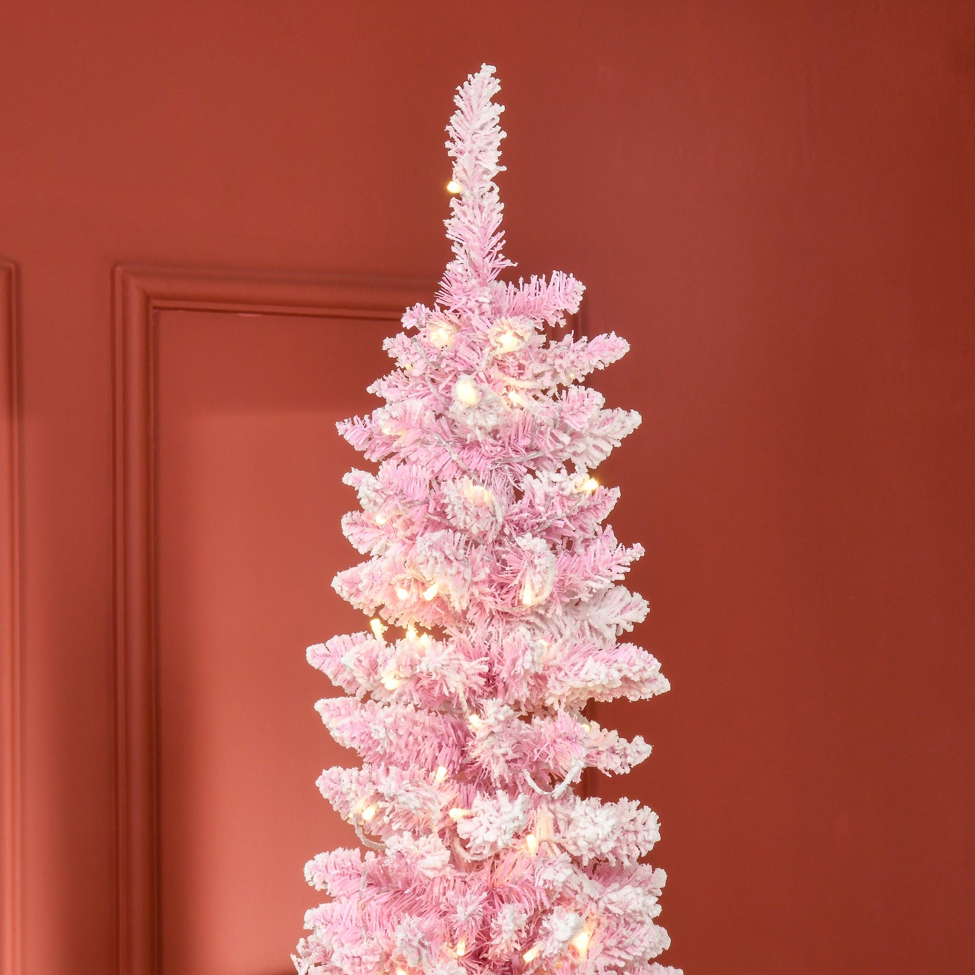 Homcom 7.5ft pink prelit snow-flocked artificial Christmas tree by HouseOfZazla on Tampa Home & Garden Store
