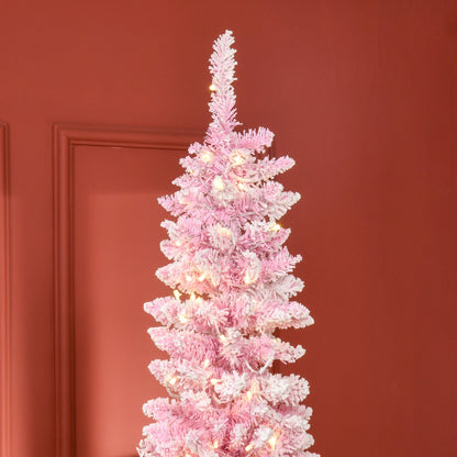Homcom 7.5ft pink prelit snow-flocked artificial Christmas tree by HouseOfZazla on Tampa Home & Garden Store