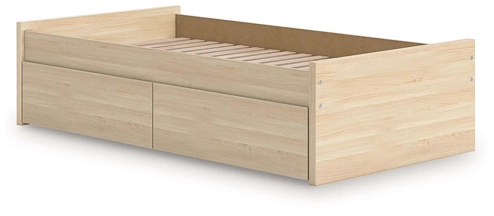 Onita Platform Bed by Unique Piece Furniture in natural wood with two front storage drawers on Tampa Home & Garden Store