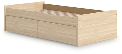 Onita Platform Bed by Unique Piece Furniture in natural wood with two front storage drawers on Tampa Home & Garden Store
