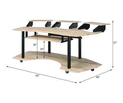 Eleazar Wood Recording Studio Desk raised monitor shelves HouseOfZazla power workstation on Tampa Home & Garden Store