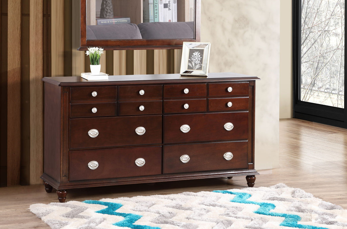 Traditional Dresser Real Wood Veneers Dark Brown