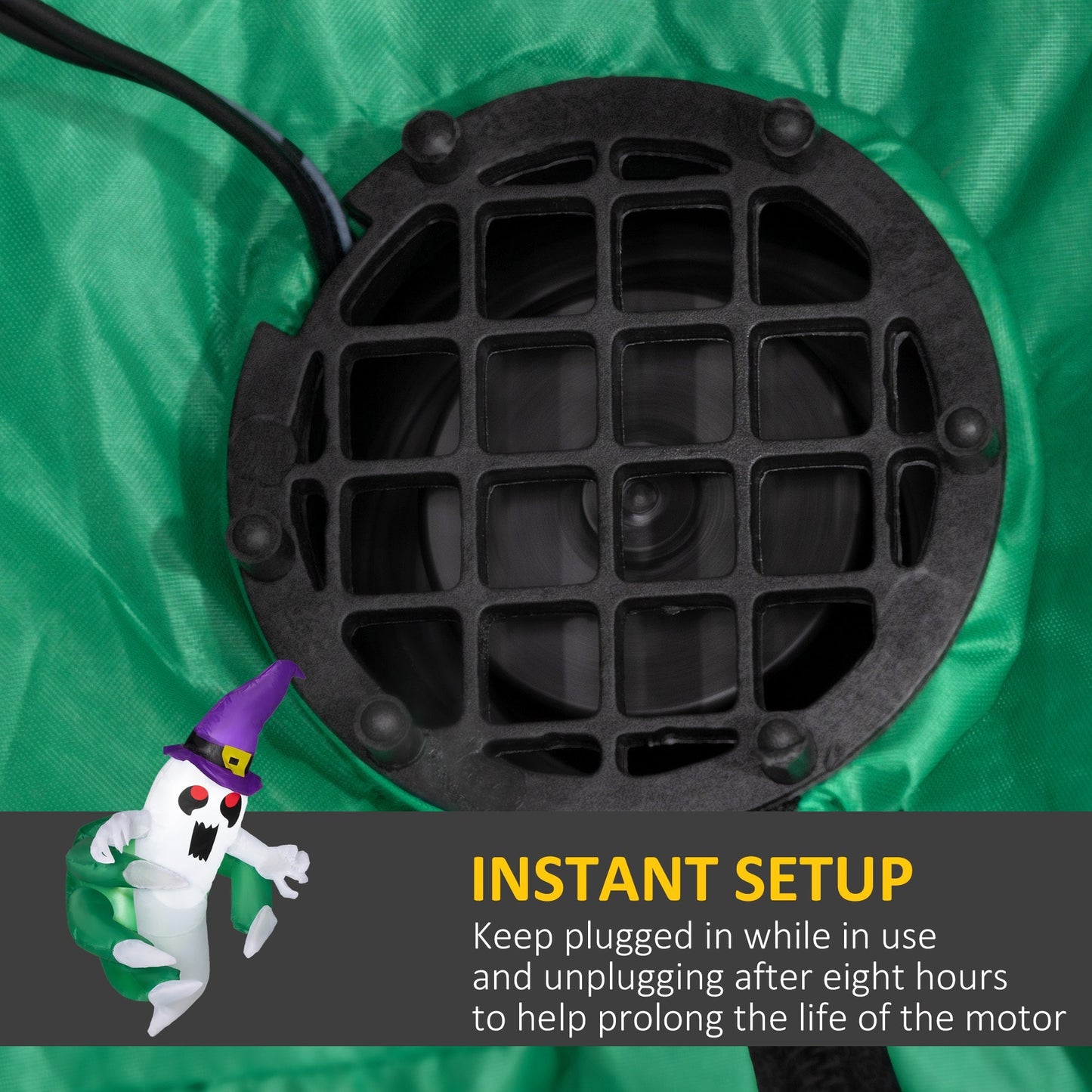 4ft Animated Window-Cling Ghost with LED Illumination, black base, purple ghost on Tampa Home & Garden Store
