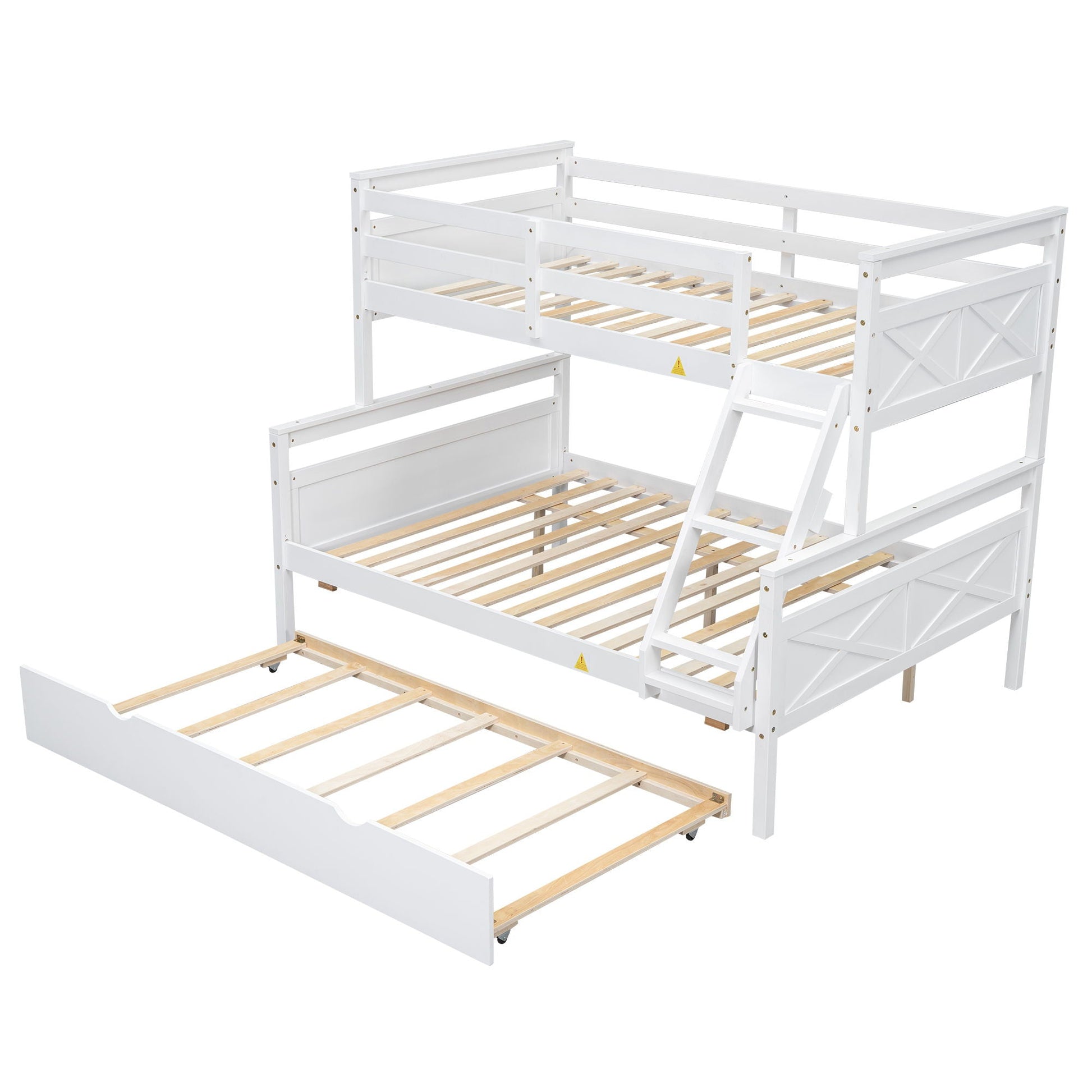Bunk bed with ladder and safety guardrail white painted wood, HouseOfZazla bunk beds on Tampa Home & Garden Store