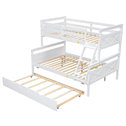 Bunk bed with ladder and safety guardrail white painted wood, HouseOfZazla bunk beds on Tampa Home & Garden Store