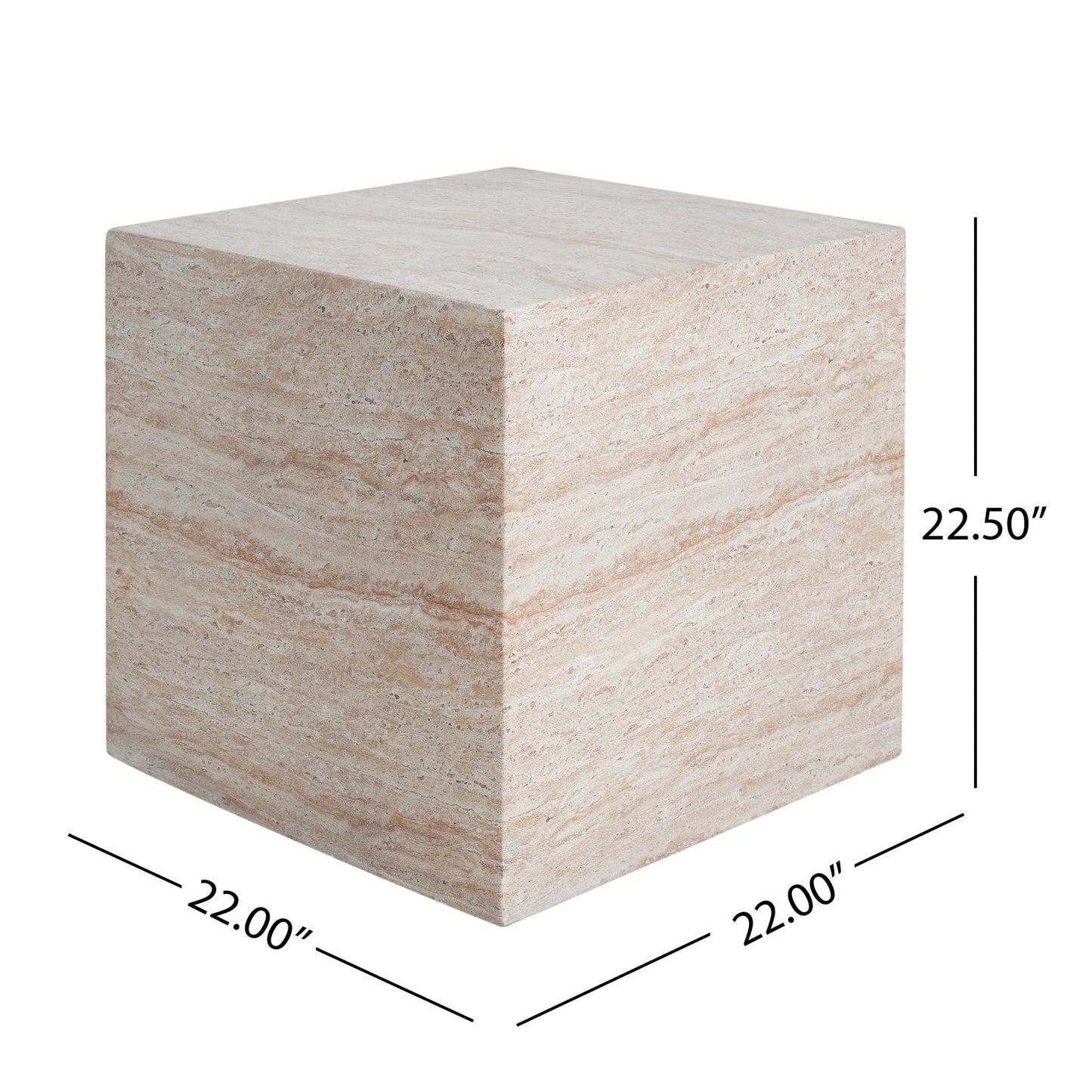 Outdoor indoor square lightweight side table in beige stone texture on Tampa Home & Garden Store