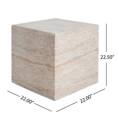 Outdoor indoor square lightweight side table in beige stone texture on Tampa Home & Garden Store