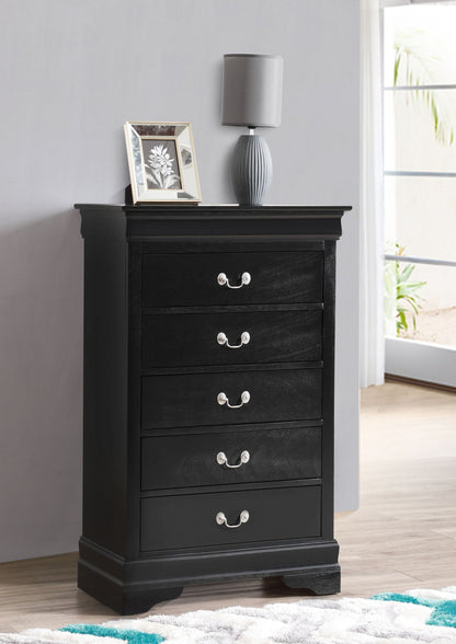 HouseOfZazla Classic Carved Accent Chest in black finish with English dovetail drawers on Tampa Home & Garden Store