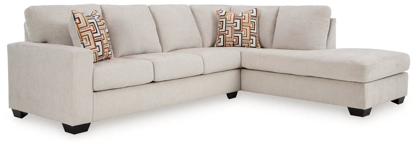 Aviemore sectional beige linen chaise with two geometric pillows Unique Piece Furniture on Tampa Home & Garden Store