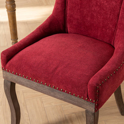 Ultra Side Dining Chair red velvet upholstery with solid wood legs and brass nailhead trim on Tampa Home & Garden Store