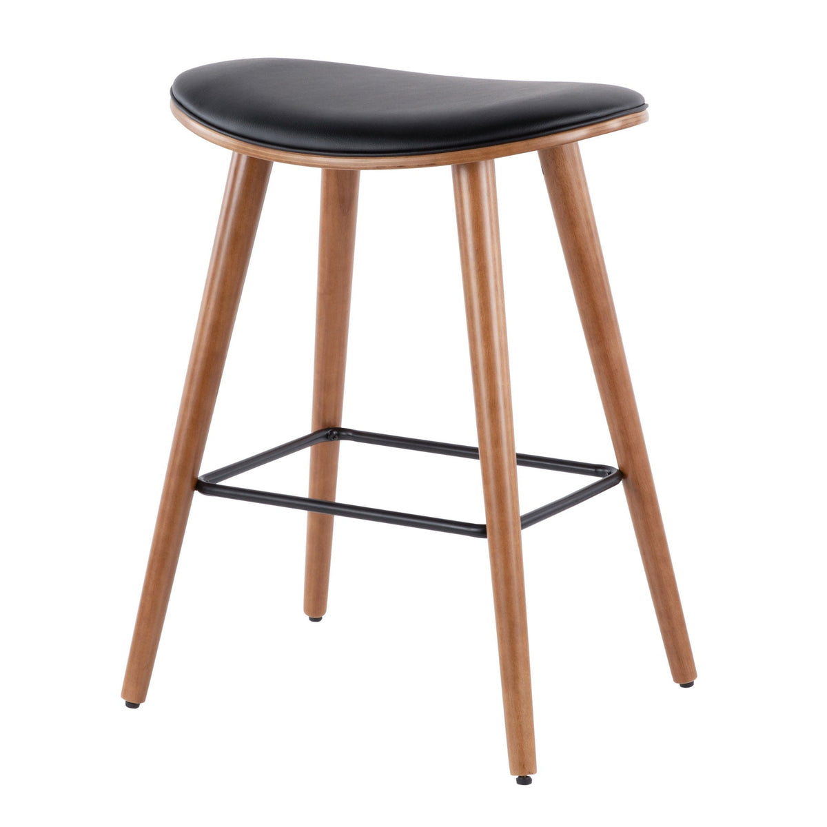 Contemporary upholstered counter stool with black seat and natural wood legs HouseOfZazla on Tampa Home & Garden Store