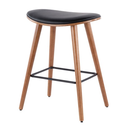 Contemporary upholstered counter stool with black seat and natural wood legs HouseOfZazla on Tampa Home & Garden Store