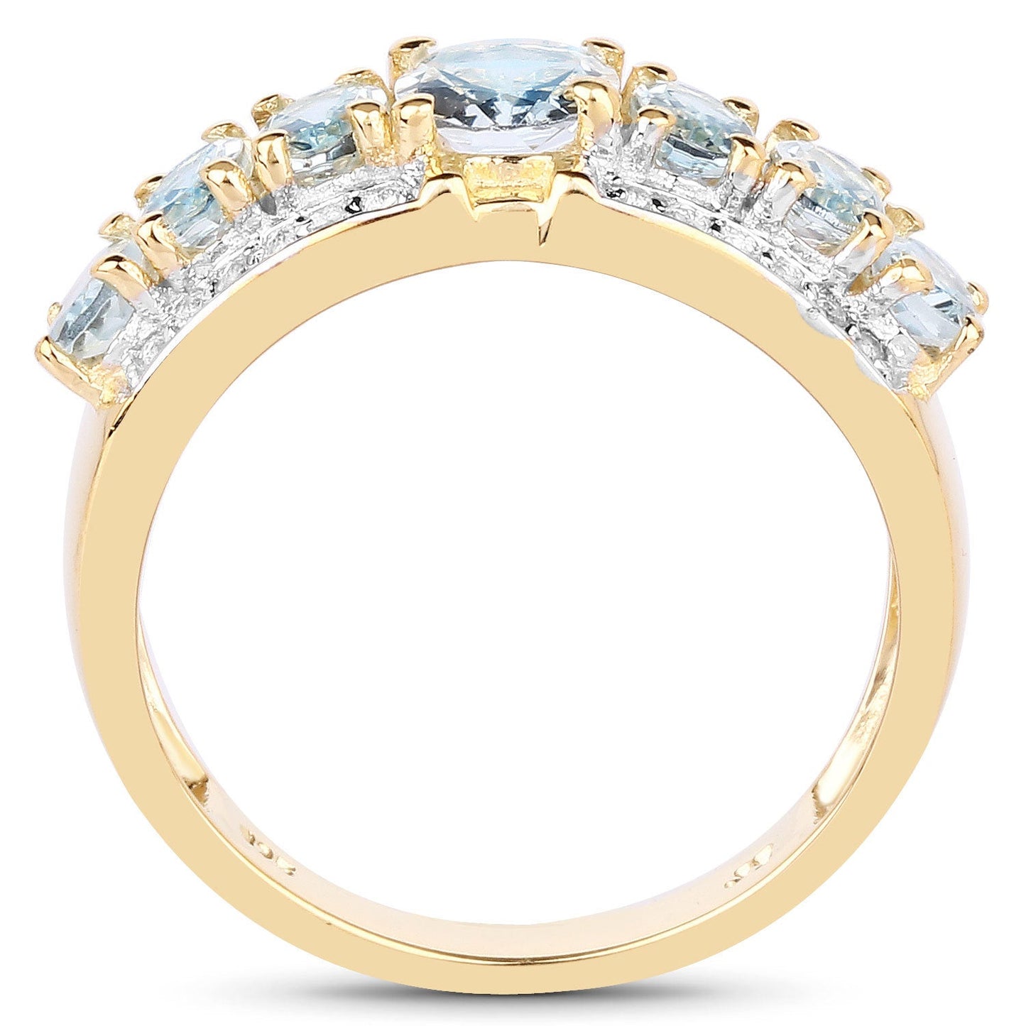 Ring by Bids.com: yellow gold tone band with aquamarine and white diamond stones on Tampa Home & Garden Store