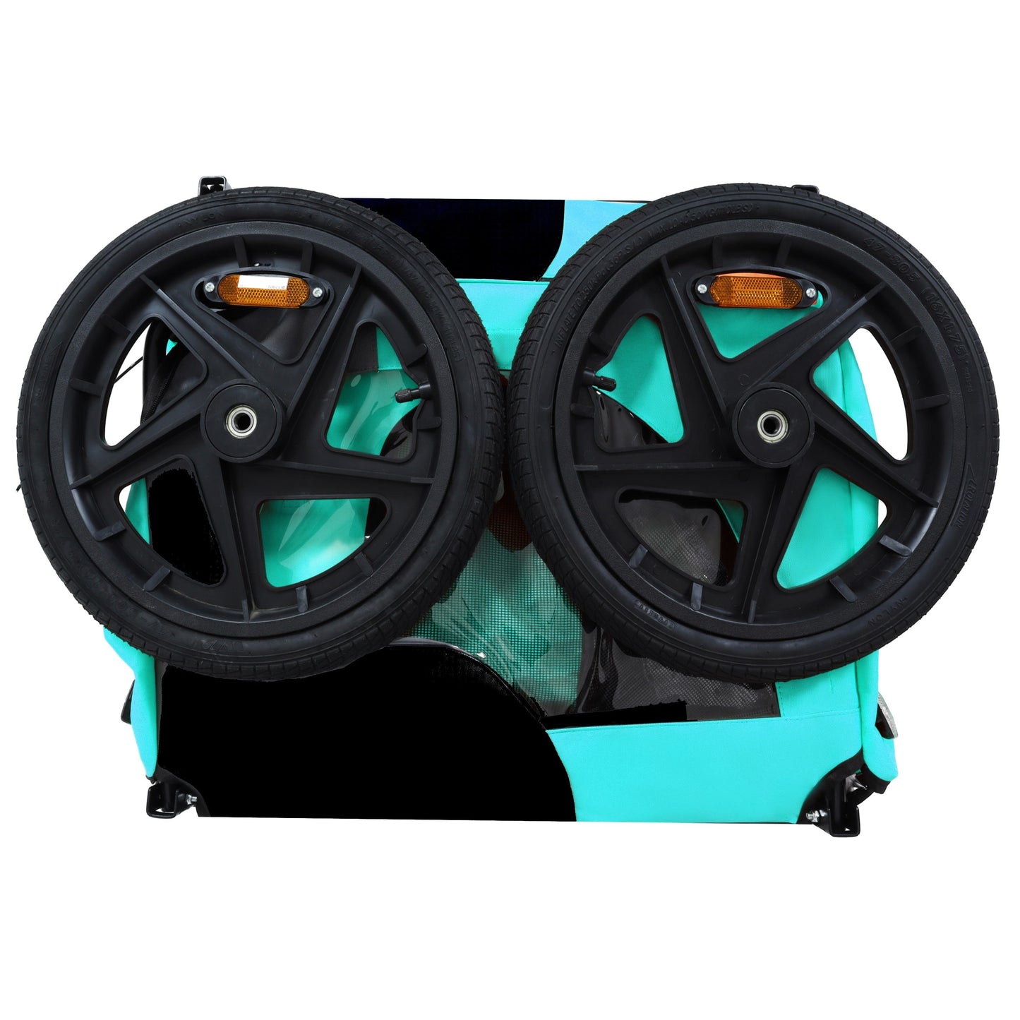 HouseOfZazla Pet Bike Trailer wheels with teal fabric dual black rims on Tampa Home & Garden Store