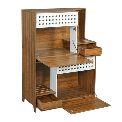 HouseOfZazla Modern 2-in-1 Cat Furniture litter box enclosure side table in walnut wood on Tampa Home & Garden Store