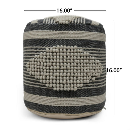 Diamond Handcrafted Cylindrical Wool Pouf