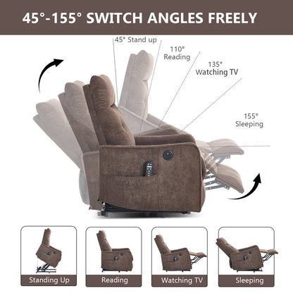 Brown chenille single-motor power lift recliner chair by HouseOfZazla on Tampa Home & Garden Store