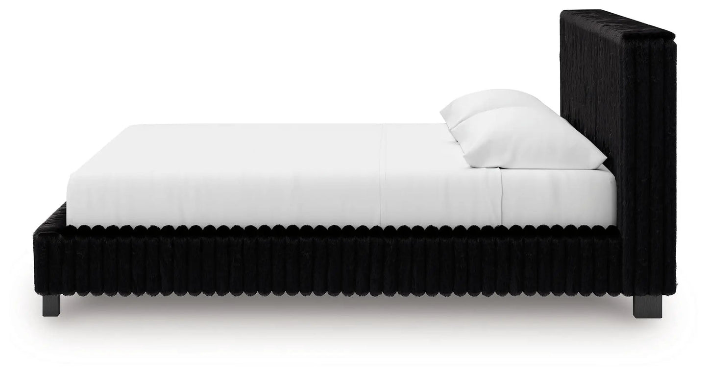 Zuraleus Upholstered Bed by Unique Piece Furniture, black tufted bed with tall headboard on Tampa Home & Garden Store