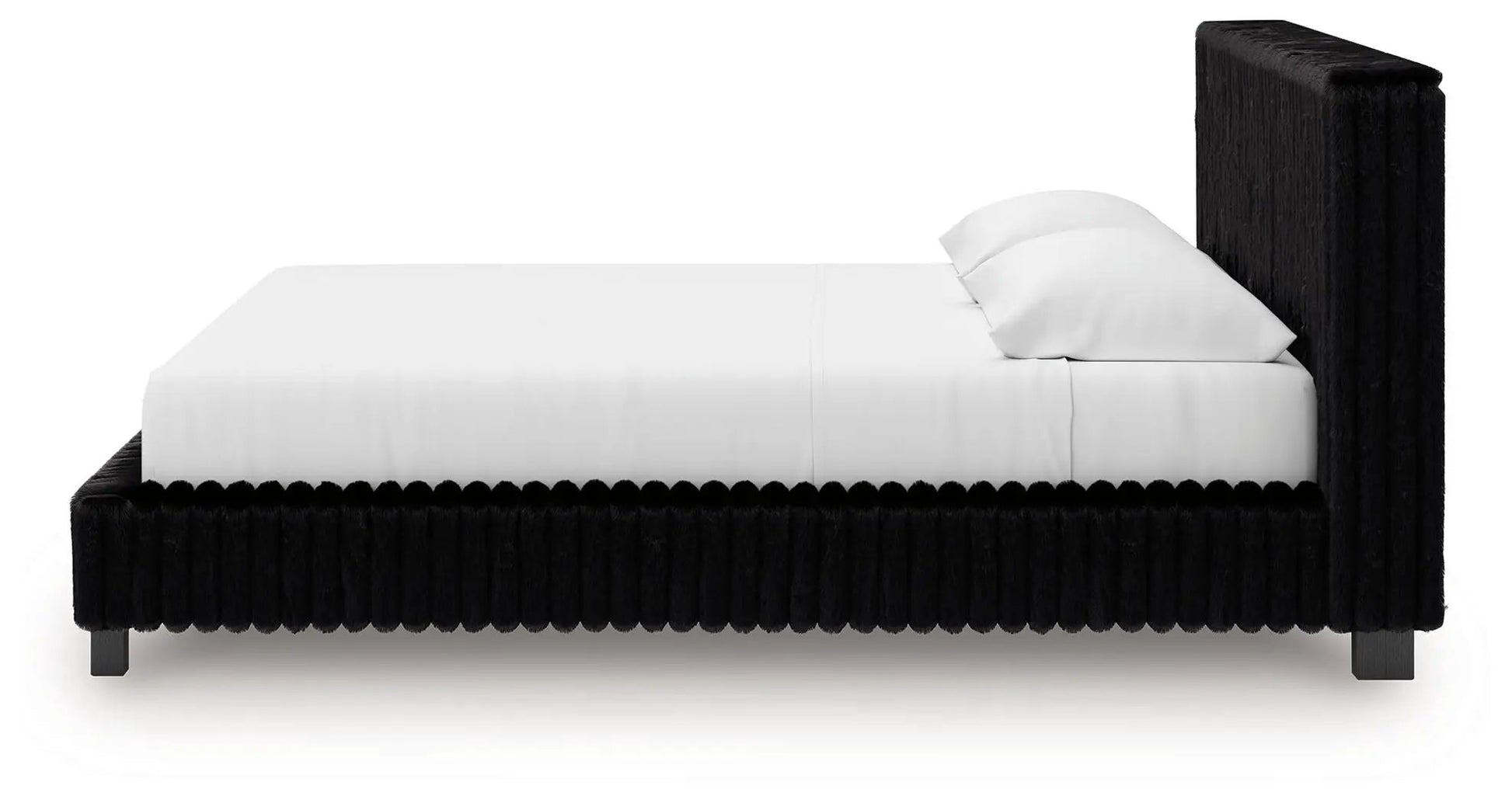 Zuraleus Upholstered Bed by Unique Piece Furniture, black tufted bed with tall headboard on Tampa Home & Garden Store