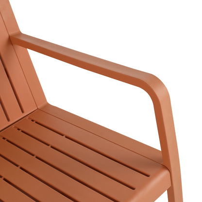 2 Piece Outdoor Set orange waterproof patio furniture with curved armrest and slatted seat on Tampa Home & Garden Store