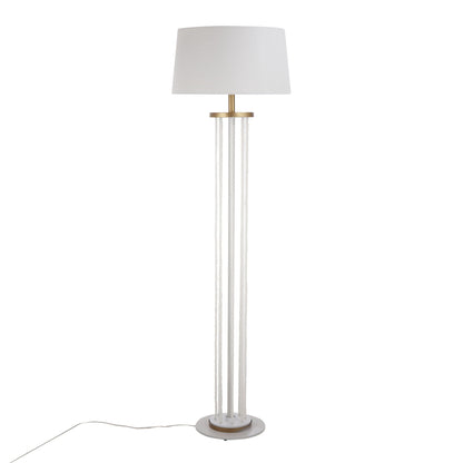 Rope Contemporary Floor Lamp with white shade, natural rope cords, brass ring accents on Tampa Home & Garden Store