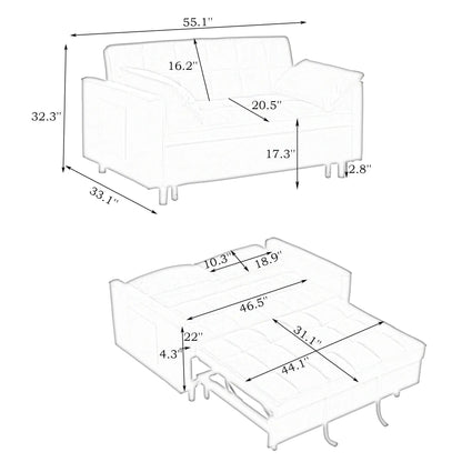 Sofa Bed With Pockets 3 In 1 Convertible
