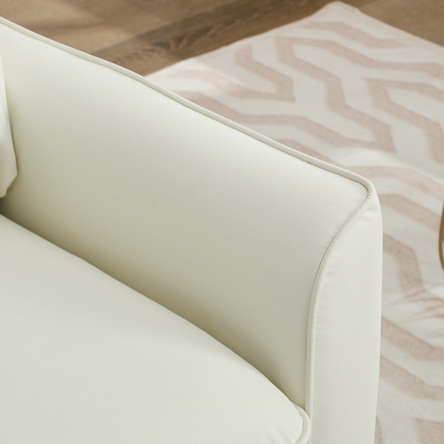 TS Cat Paw Leather Upholstered Sofa 2PC, white leather arm closeup, HouseOfZazla on Tampa Home & Garden Store