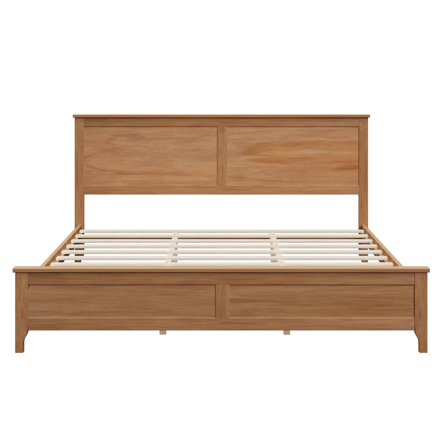 Modern Solid Wood King Platform Bed with Slats