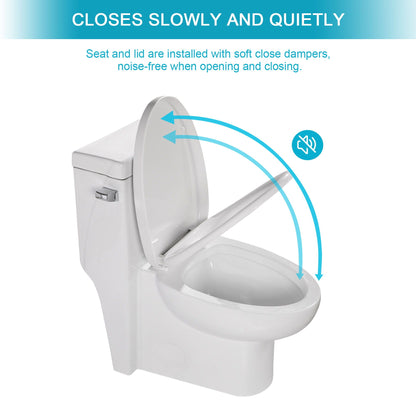 Toilet, modern ceramic 1-piece with soft-closing seat, white by HouseOfZazla on Tampa Home & Garden Store