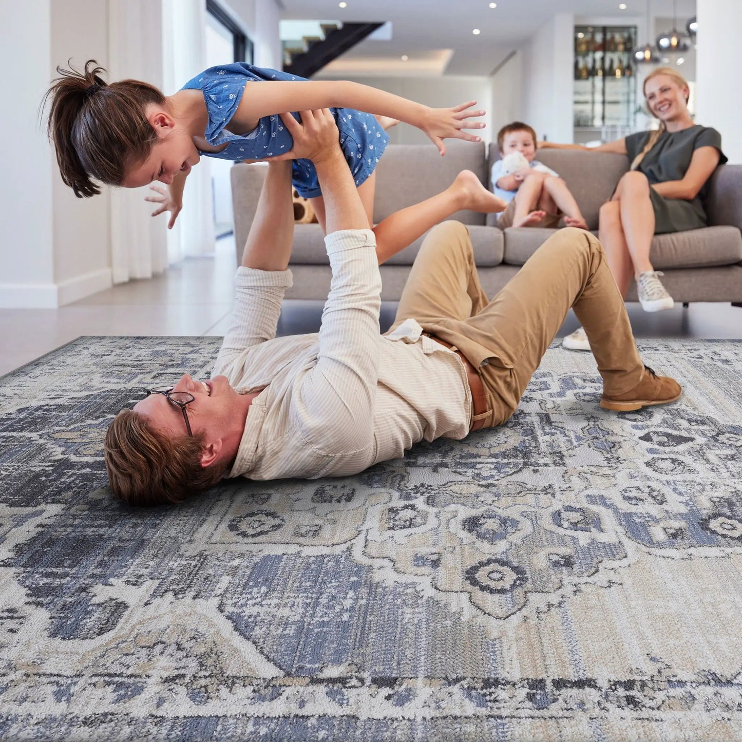 Payas - Medallion Rug blue-gray ornate area rug by Unique Piece Furniture on Tampa Home & Garden Store